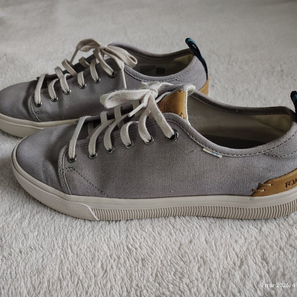 Toms TRVL Lite Grey low Canvas Shoes Womens Size  7.5